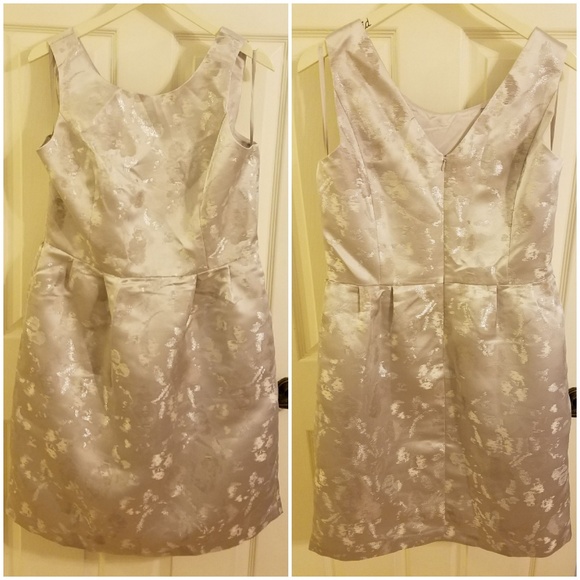 Sleeveless Metallic Jacquard Fit and Flare Dress - Picture 2 of 7